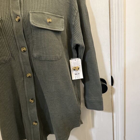 Terra & Sky Women's Plus Size Button Down Waffle Knit Shacket Size 0X 14W NWT - Picture 5 of 16